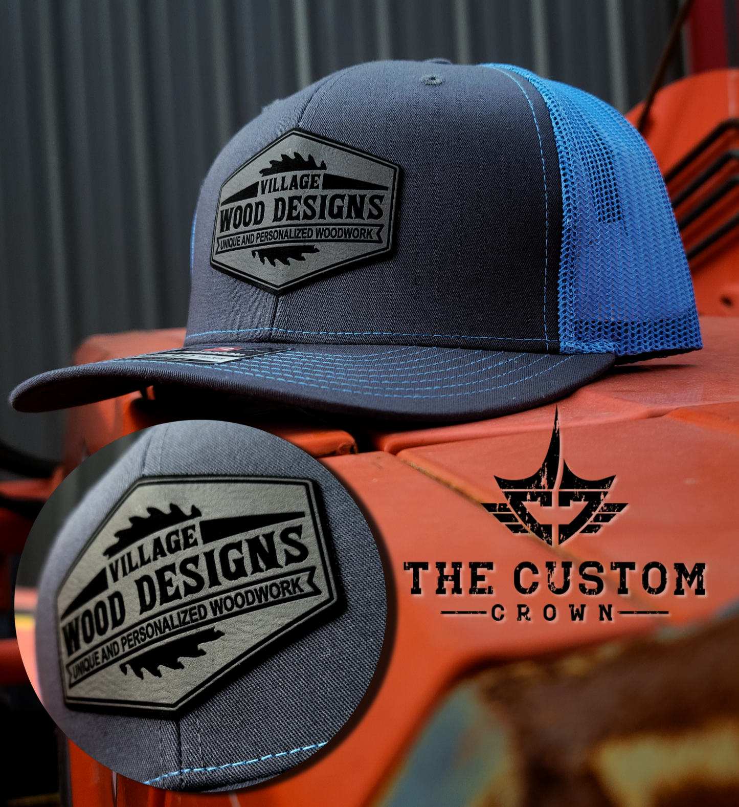 Crew Pack of Custom Laser-Engraved Leatherette Patch Hats