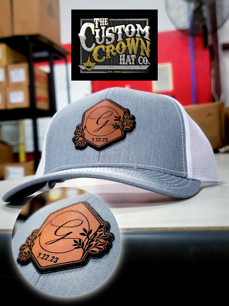 Crew Pack of Custom Laser-Engraved Leatherette Patch Hats